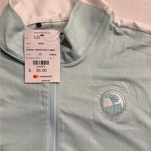 Adidas Mint and White Golf Long Sleeve Outerwear Pebble Beach Logo